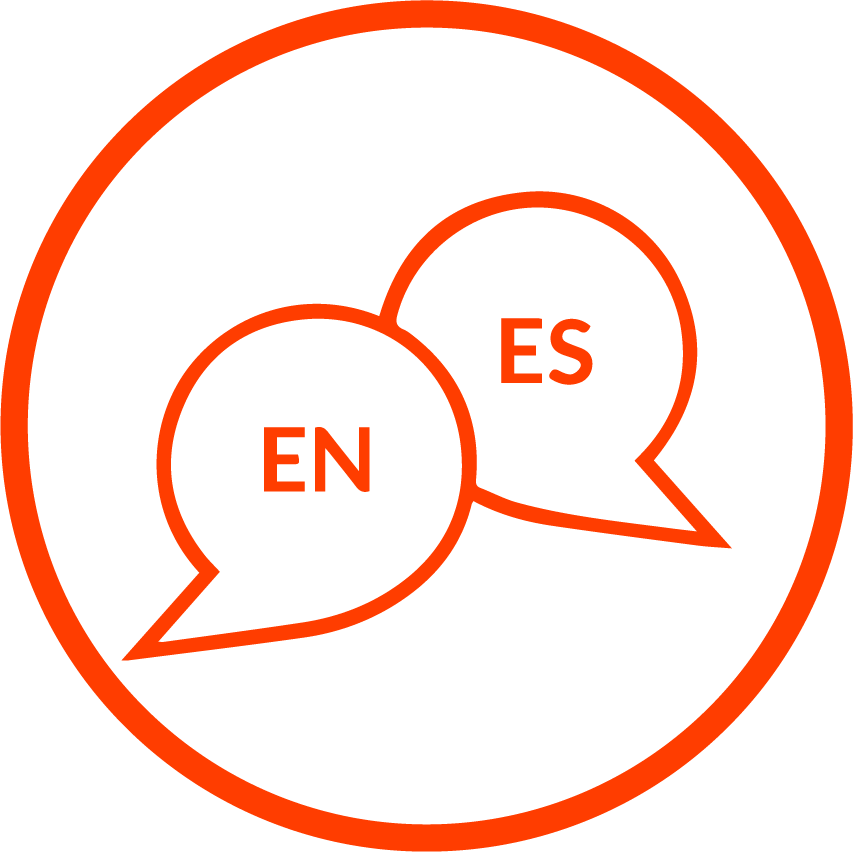 Icon showing bilingual customer support for insurance