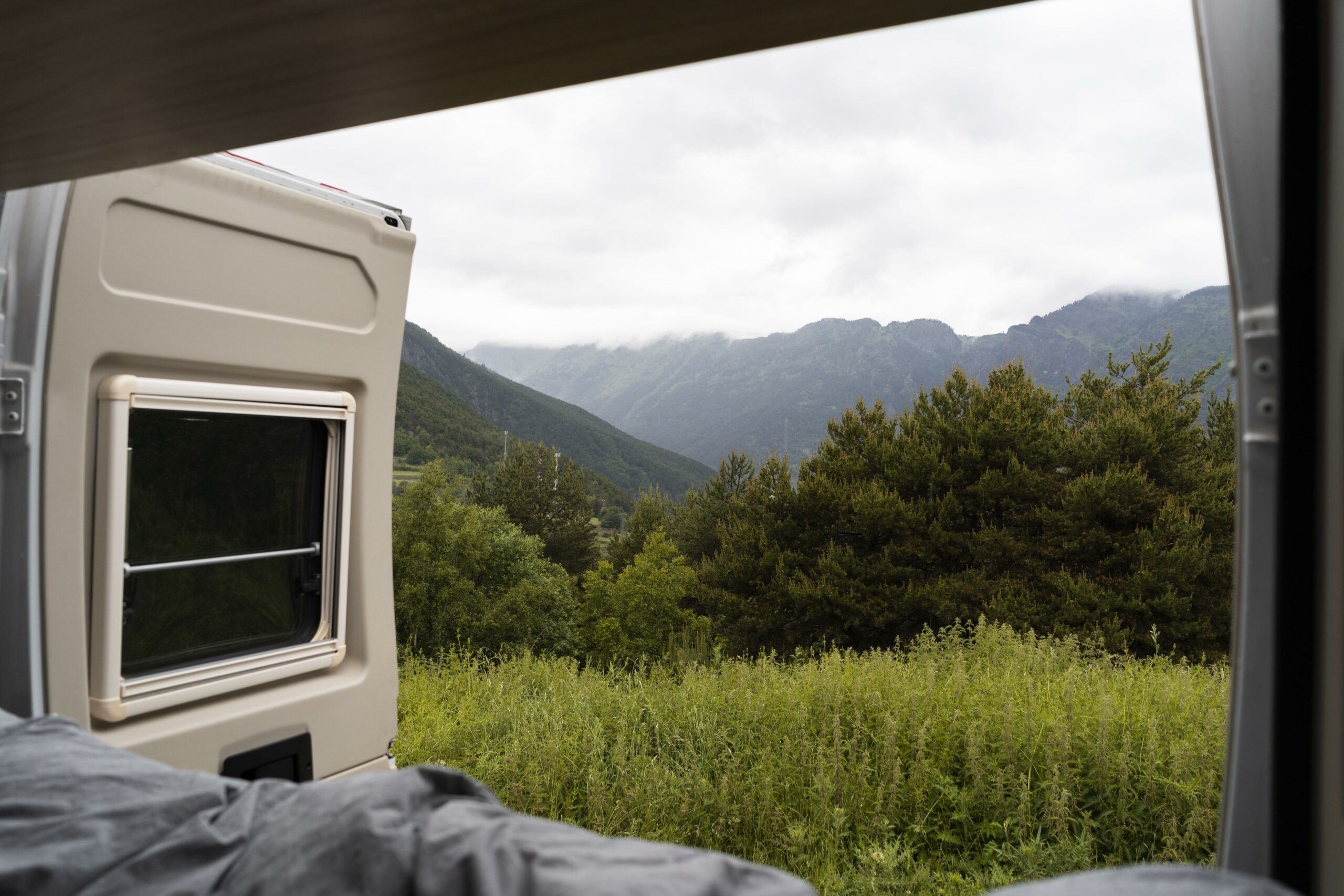 Motorhome open to the outdoors